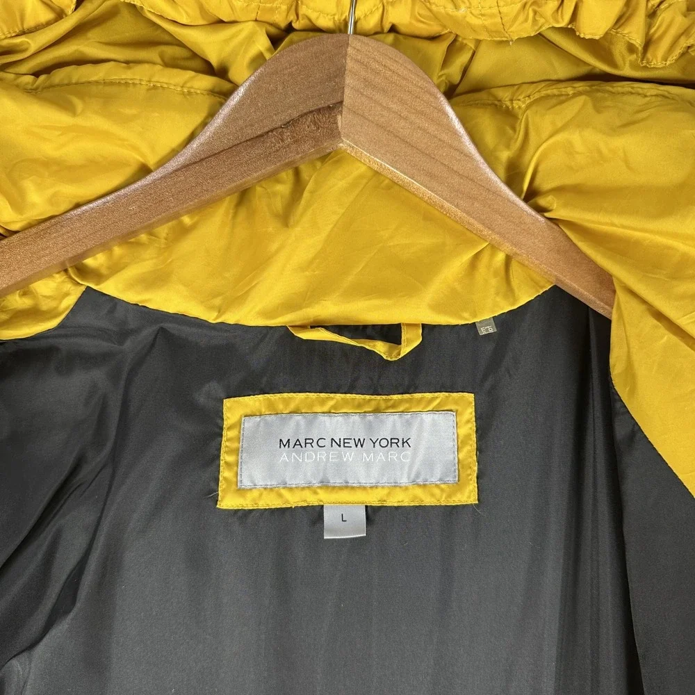 Marc New York Puffer Jacket Large Yellow Heavyweight Waterfowl Down Feather